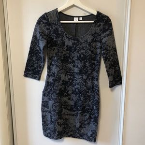 Bp Black and Grey Marble Mini Dress